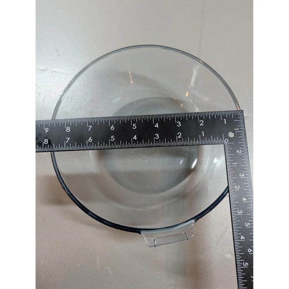 Vintage Pyrex Flameware Clear Blue Tint Glass Bowl 834-B Single Tab Handle 8.5